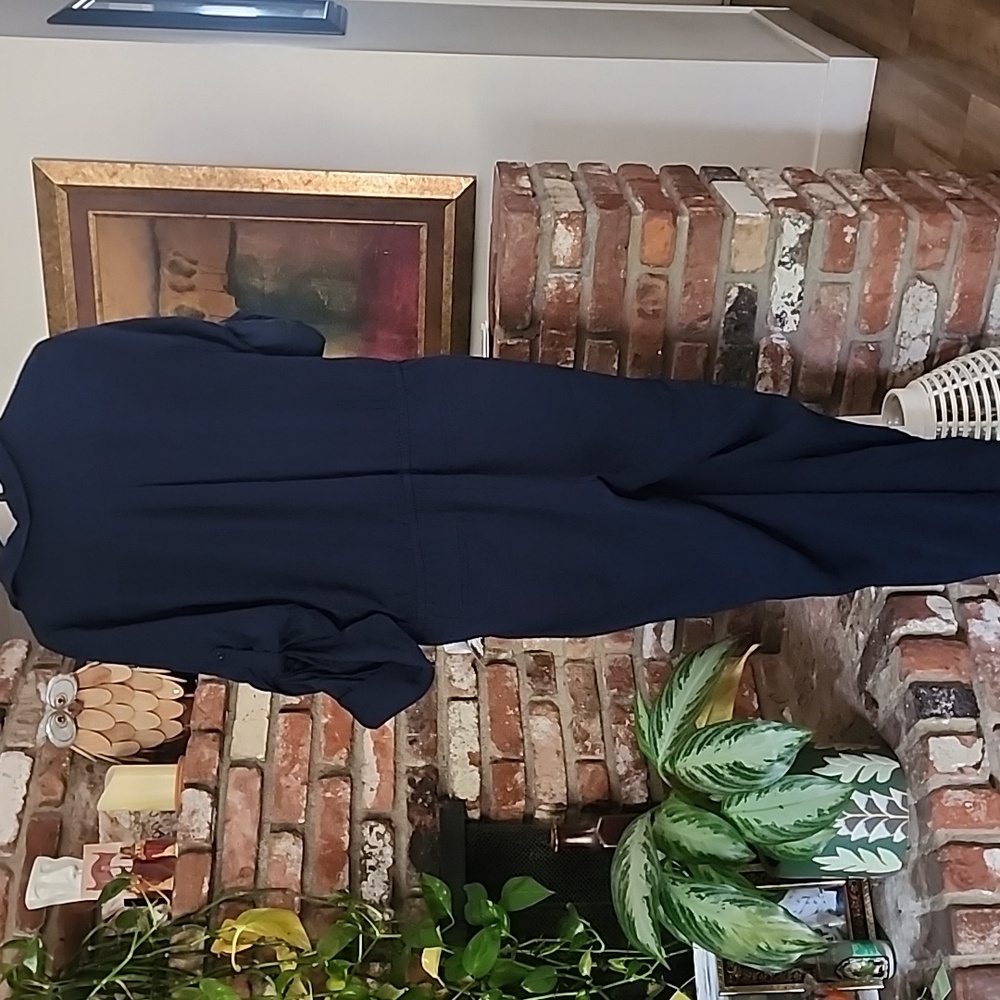 Lauren Ralph Lauren Paisley Jacquard Utility Jumpsuit Navy Blue Button-Front - Picture 7 of 14